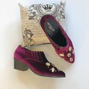 Hotsoles London velvet & jewel embellished booties
